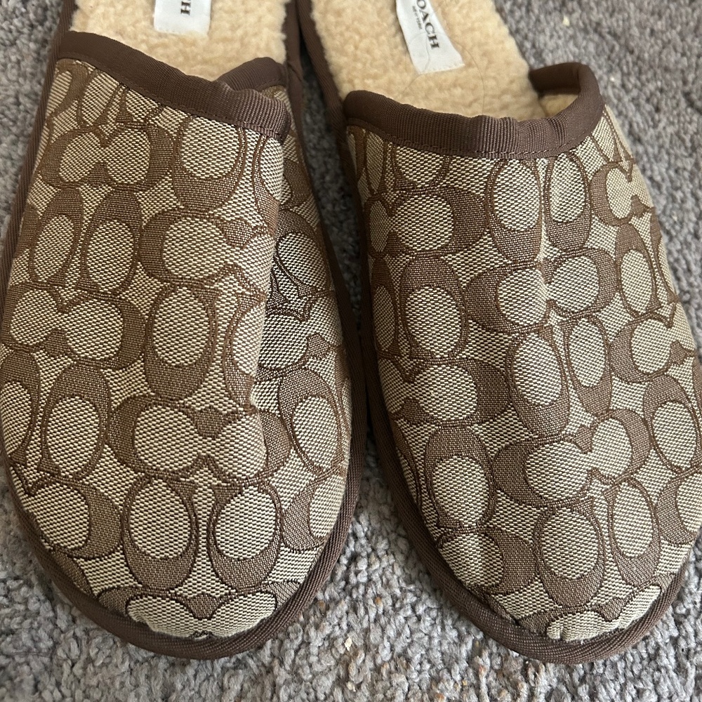 Coach Signature Slippers khaki